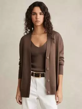 Удлиненный кардиган lucy с v-образным вырезом Reiss, цвет Mink