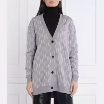 Удлиненный кардиган с добавлением шерсти Karl Lagerfeld, серый