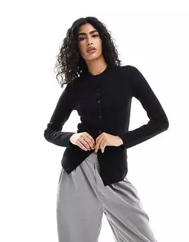 Удлиненный кардиган с круглым вырезом черного цвета ASOS DESIGN