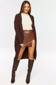 Удлиненный кардиган с открытым передом Forever 21, кофе