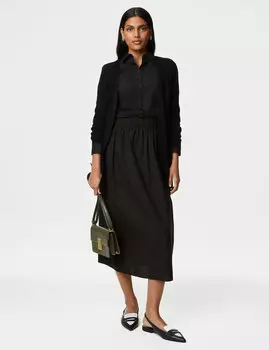Удлиненный кардиган в рубчик с краями Marks & Spencer, черный