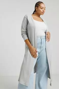 Удлиненный кардиган в рубчик Simply Be, серый