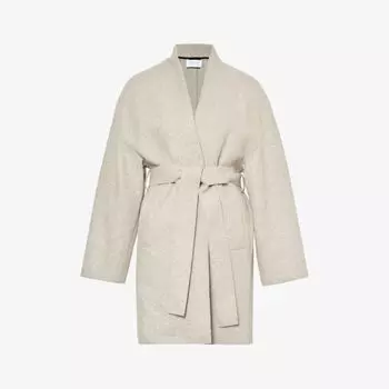 Удлиненный кашемировый кардиган с поясом Harris Wharf London, экрю