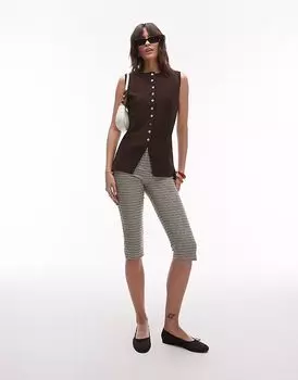 Удлиненный компактный трикотажный жилет Topshop коричневого цвета