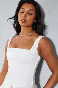 Удлиненный корсетный топ премиум-класса с квадратным вырезом MISSPAP, белый