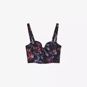 Удлиненный лиф бикини Ajantah с цветочным принтом Ted Baker, черный