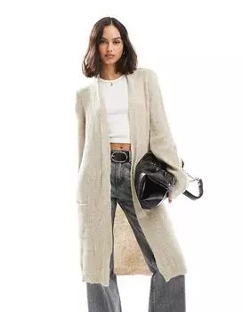 Удлиненный открытый кардиган светло-бежевого цвета ONLY