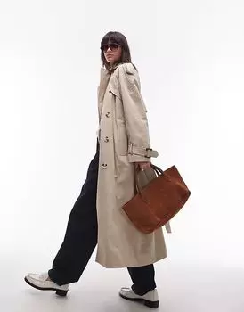 Удлиненный плащ свободного покроя в каменном цвете Topshop
