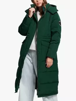 Удлиненный пуховик Everest Superdry, эмаль зеленая