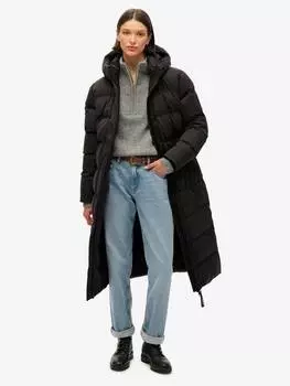 Удлиненный пуховик из микрофибры Superdry, черный