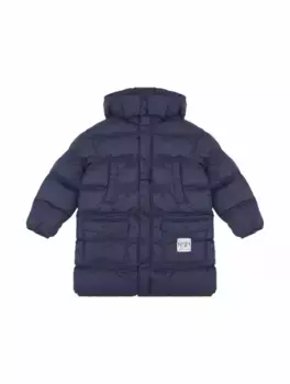 Удлиненный пуховик с логотипом N°21, тёмно-синий