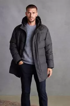 Удлиненный пуховик с текстурированной текстурой устойчивый к воздействию душа Next, черный