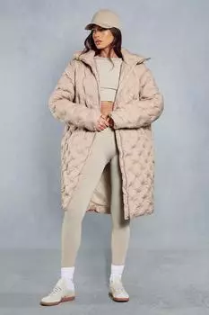 Удлиненный пуховик с защипами большого размера MISSPAP, бежевый