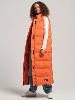 Удлиненный пуховый жилет Ripstop Superdry, оранжевая сетка