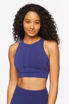 Удлиненный спортивный бюстгальтер из хлопковой смеси Forever 21, нави