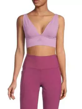 Удлиненный спортивный бюстгальтер с глубоким вырезом adidas Pink
