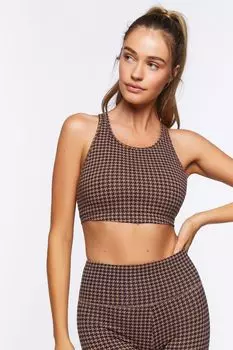 Удлиненный спортивный бюстгальтер с узором гусиные лапки Forever 21