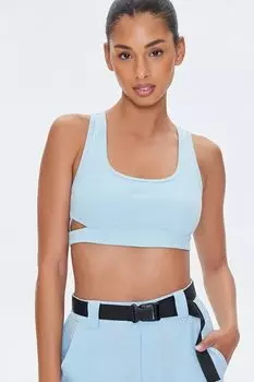 Удлиненный спортивный бюстгальтер с вырезами Forever 21, синий