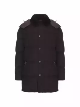 Удлиненный стеганый пуховик Brioni, черный