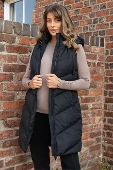 Удлиненный стеганый жилет Threadbare, черный