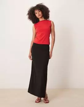 Удлиненный топ Abercrombie & Fitch с открытыми плечами красного цвета