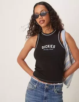 Удлиненный топ Dickies racer central logo черного цвета
