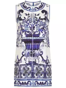 Удлиненный топ с принтом Majolica DOLCE & GABBANA, белый