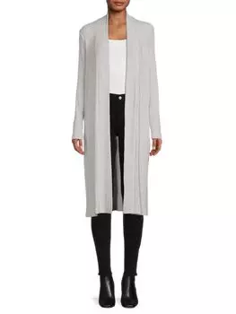 Удлиненный вязаный кардиган Renee C. в рубчик, серый