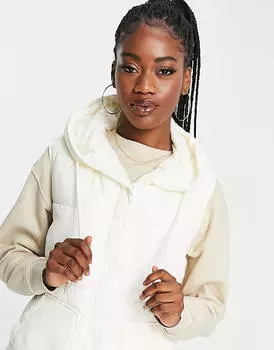 Удлиненный жилет цвета экрю Pull&Bear
