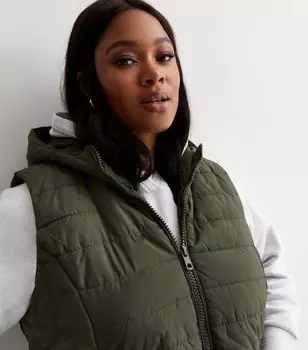 Удлиненный жилет цвета хаки с подкладкой Curves New Look, хаки