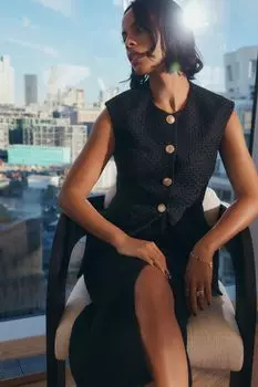 Удлиненный жилет из букле Rochelle Humes Next, черный