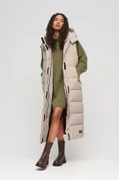 Удлиненный жилет из рипстопа с капюшоном Superdry, серый