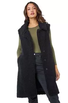 Удлиненный жилет Тедди из искусственного меха Roman, черный