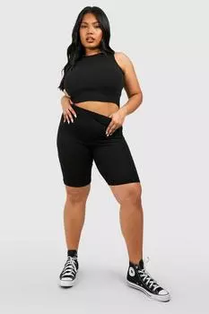 Удлинные байкерские шорты из джерси плюс Boohoo, черный