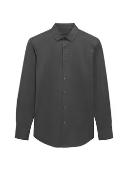 Удобная эластичная рубашка из хлопка с мраморным принтом и длинными рукавами Bugatchi, угольный