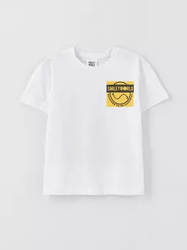 Удобная детская футболка унисекс с круглым вырезом и принтом SmileyWorld