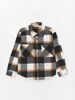 Удобная клетчатая рубашка для мальчика LCW Kids, черный плед