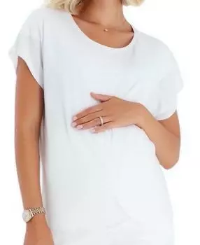 Удобная короткая блуза для беременных и кормящих Accouchee с перекрещивающимся вырезом Accouche, белый