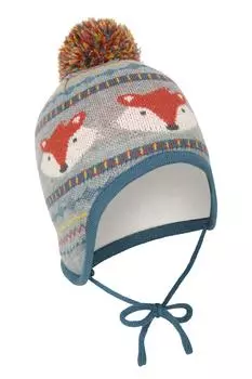 Удобная мягкая вязаная теплая шапка-траппер с флисовой подкладкой и принтом лисы Mountain Warehouse, серый