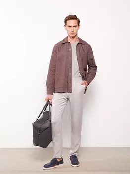 Удобная мужская куртка-рубашка из габардина с длинным рукавом LCWAIKIKI Classic, шоколадно-коричневый