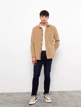 Удобная мужская куртка-рубашка с длинным рукавом LCW Casual