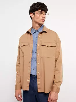 Удобная мужская куртка-рубашка с длинным рукавом LCW Casual
