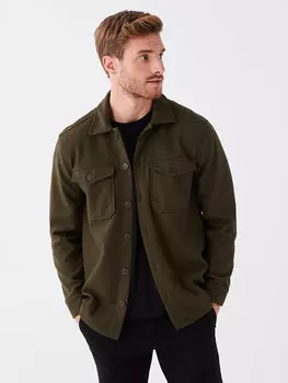 Удобная мужская куртка-рубашка с длинным рукавом LCWAIKIKI Classic, хаки меланж