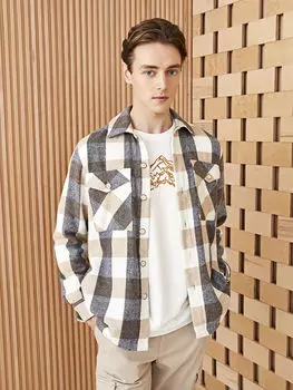 Удобная мужская рубашка из габардина в клетку с длинным рукавом LCWAIKIKI Classic