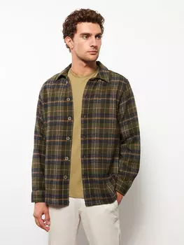 Удобная мужская рубашка-рубашка из габардина с длинным рукавом в клетку LCWAIKIKI Classic