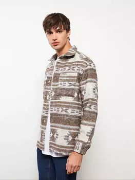 Удобная мужская рубашка-рубашка с длинным рукавом и узором дровосека LCW Casual