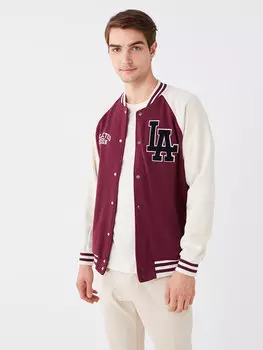 Удобная мужская студенческая куртка с длинными рукавами LCW Casual, бургундия