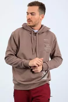 Удобная мужская толстовка с капюшоном и принтом Soil Pattern TOMMYLIFE, бежевый