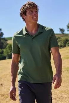 Удобная повседневная хлопковая футболка-поло Cordyline с текстурой, летняя футболка Mountain Warehouse, зеленый