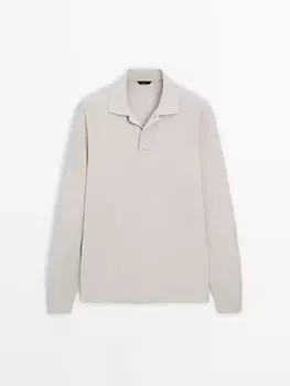 Удобная рубашка поло с длинным рукавом Massimo Dutti, серый